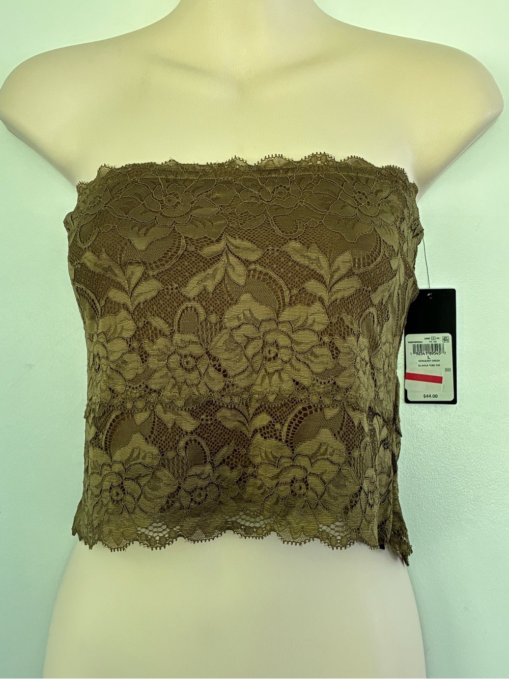 Guess Womens Olive Green Floral Lace Bandeau Large Sexy Spicy Y2K 90s